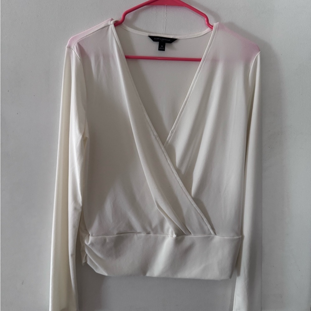 Banana Republic Factory Cream Wrap Blouse